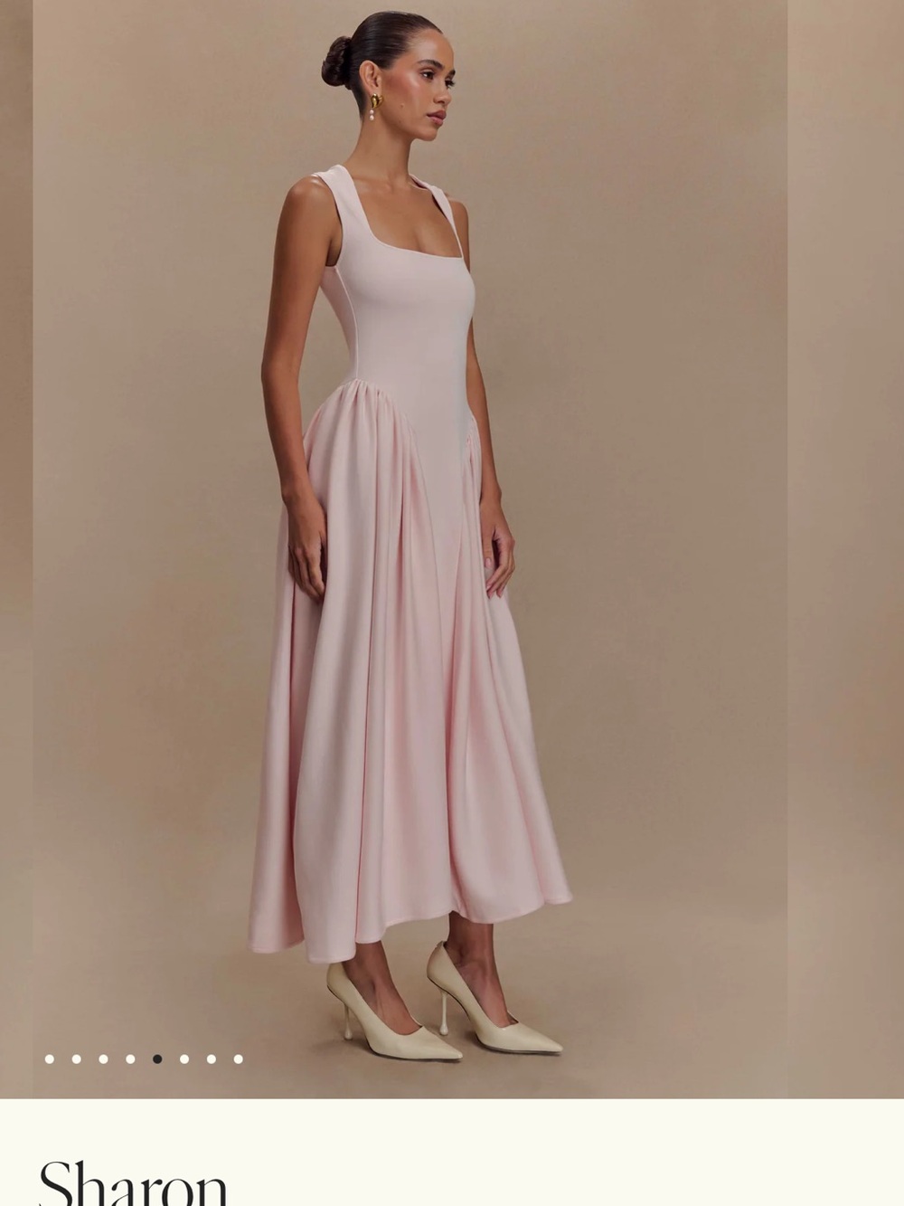 Meshki Soft Pink Square-Neck Midi Dress - Picture 5 of 6